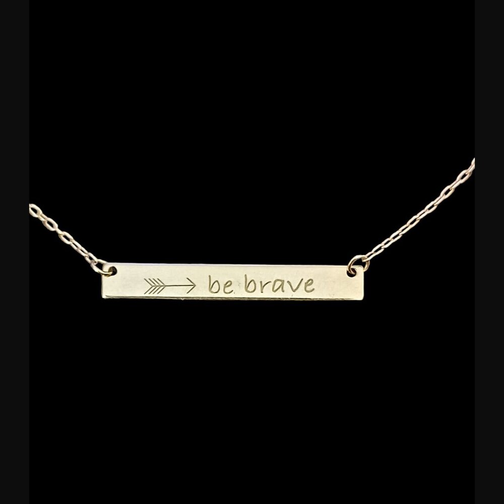 ATI 925 Sterling Silver Bar Necklace Be Brave 17.75"